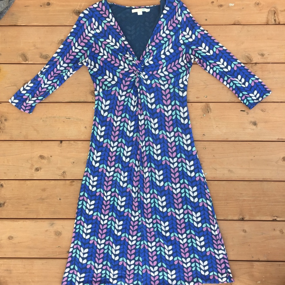 Boden Blue and Pink Patterned Midi Dress